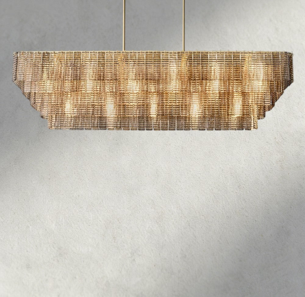Sirene Smoke Glass Rectangular Chandelier 59", 77"-chandelier-Manorlights