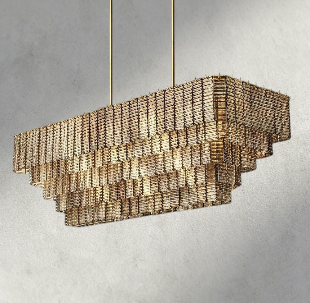 Sirene Smoke Glass Rectangular Chandelier 59", 77"-chandelier-Manorlights