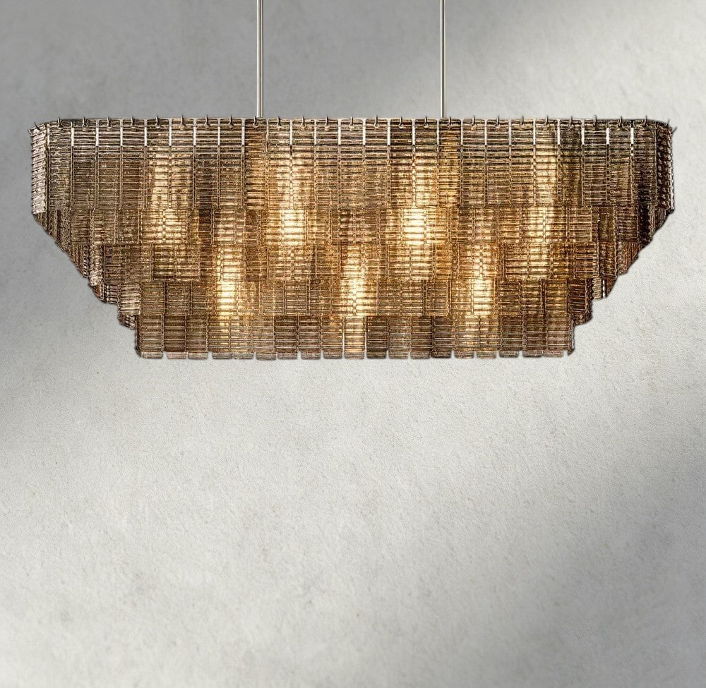 Sirene Smoke Glass Rectangular Chandelier 59", 77"-chandelier-Manorlights