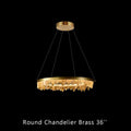 Designer 36 Inch Round Modern Chandelier Brass & Clear Geode Quartz Crystal Hanging Light-Chandelier-Manorlights