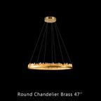 Designer 36 Inch Round Modern Chandelier Brass & Clear Geode Quartz Crystal Hanging Light-Chandelier-Manorlights