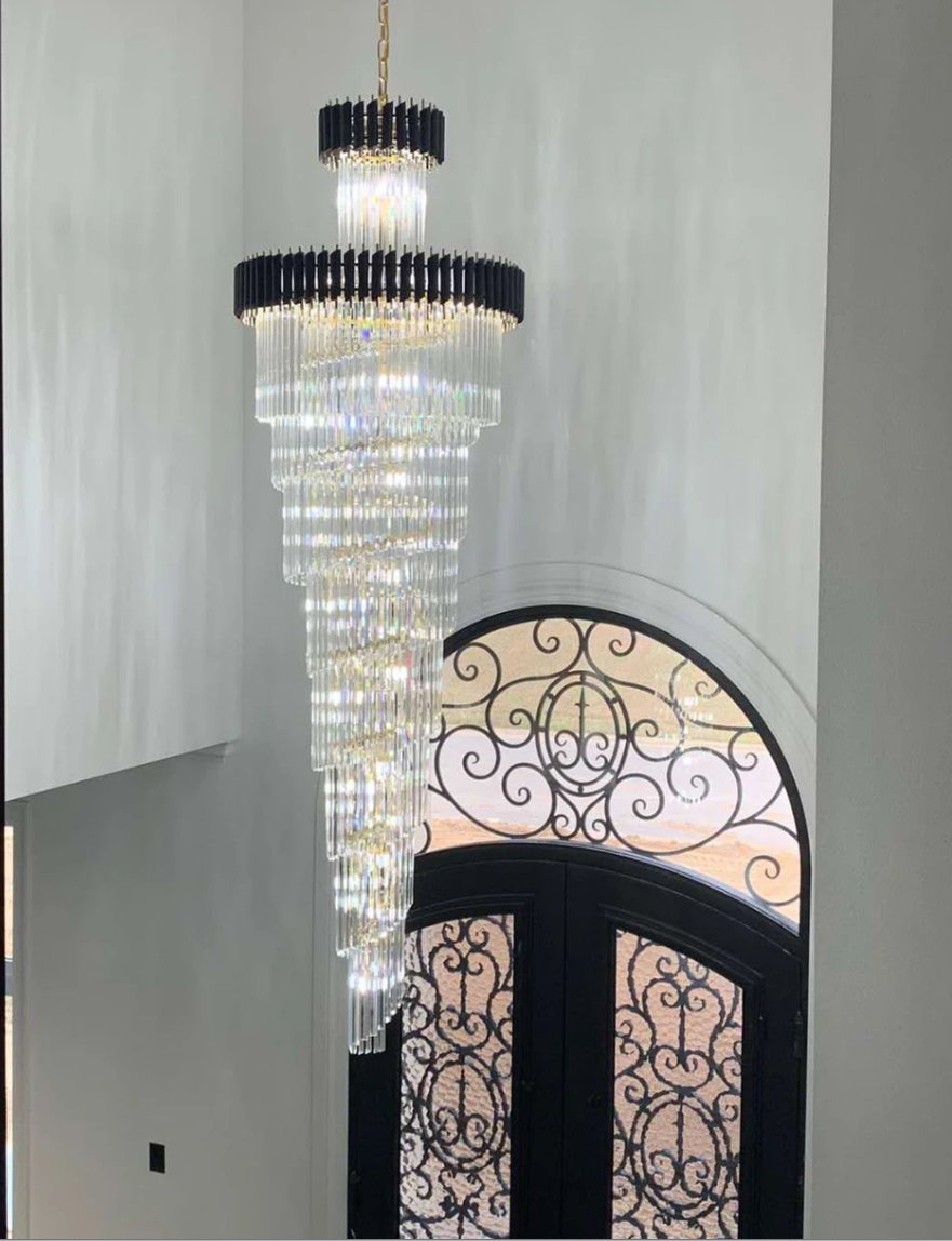 Spiral Crystal Chandelier For Foyer/ Staircase-Chandeliers-Manorlights