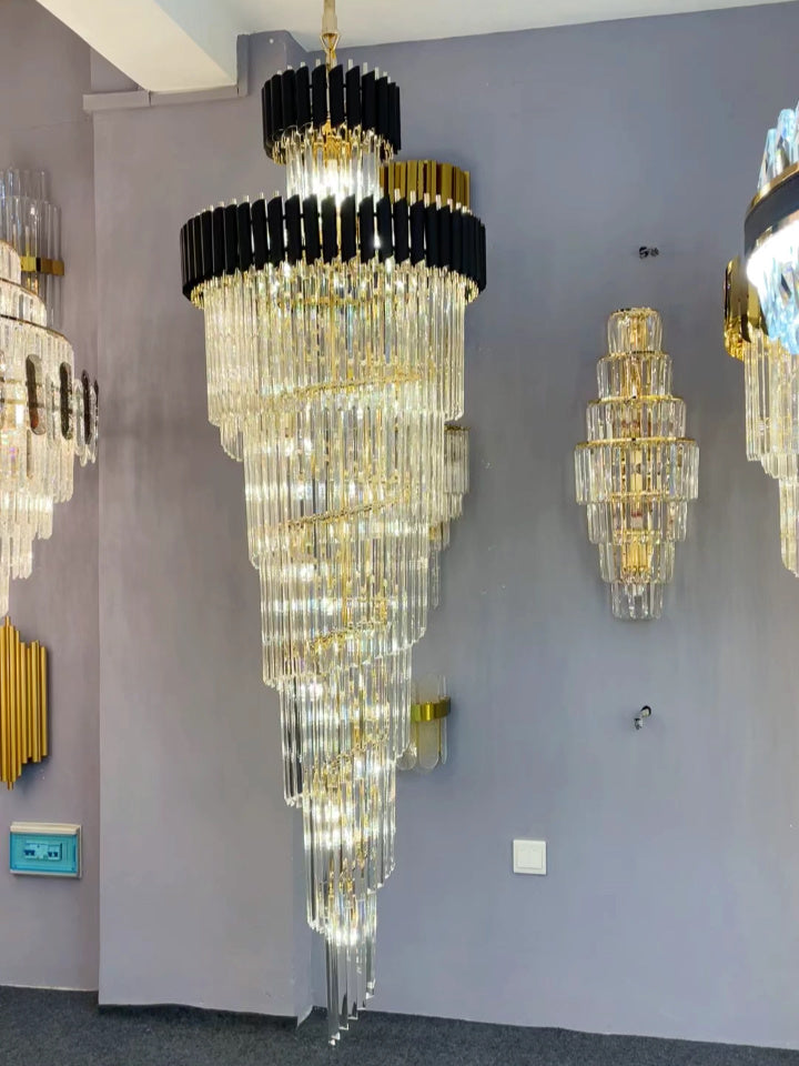 Spiral Crystal Chandelier For Foyer/ Staircase-Chandeliers-Manorlights
