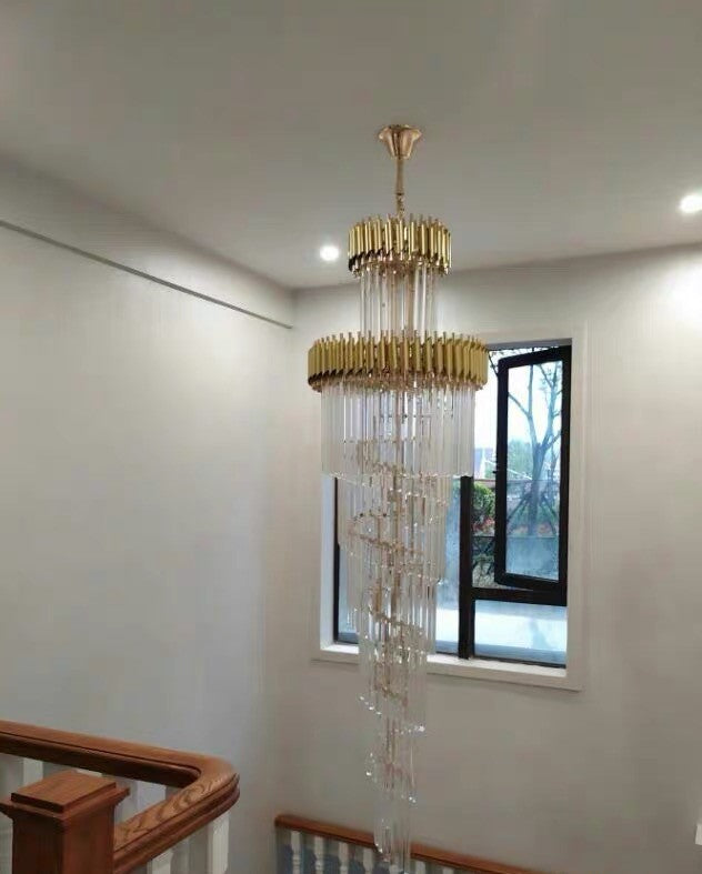Spiral Crystal Chandelier For Foyer/ Staircase-Chandeliers-Manorlights