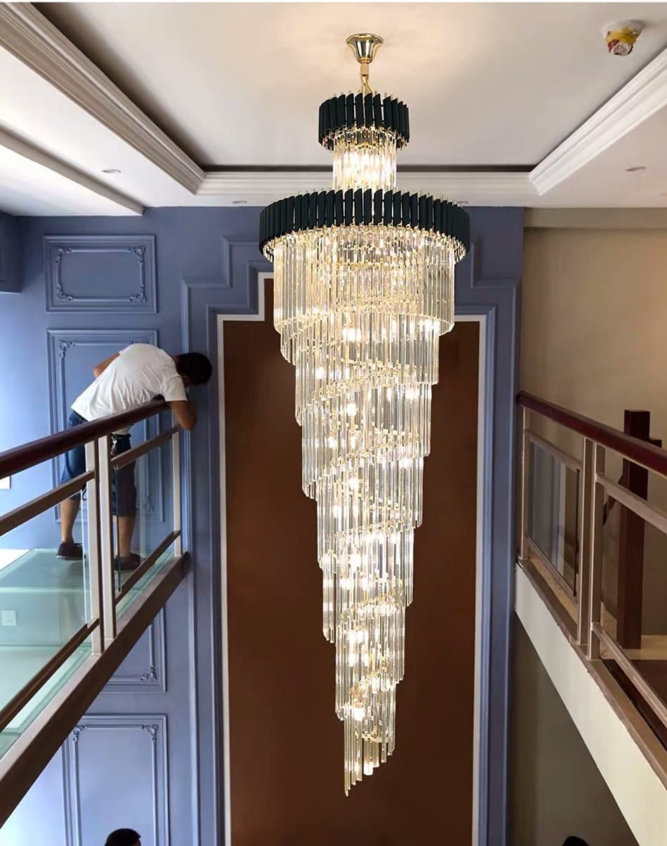 Spiral Crystal Chandelier For Foyer/ Staircase-Chandeliers-Manorlights