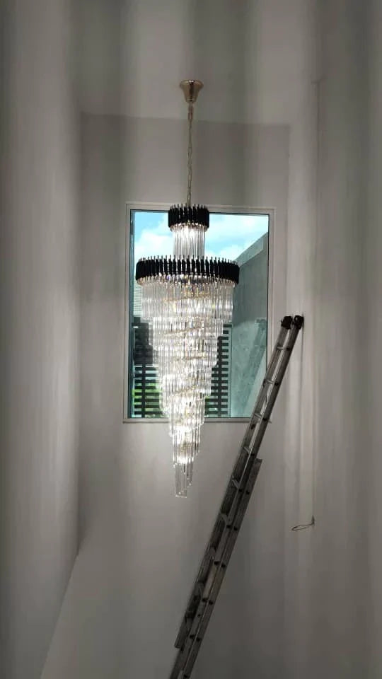 Spiral Crystal Chandelier For Foyer/ Staircase-Chandeliers-Manorlights