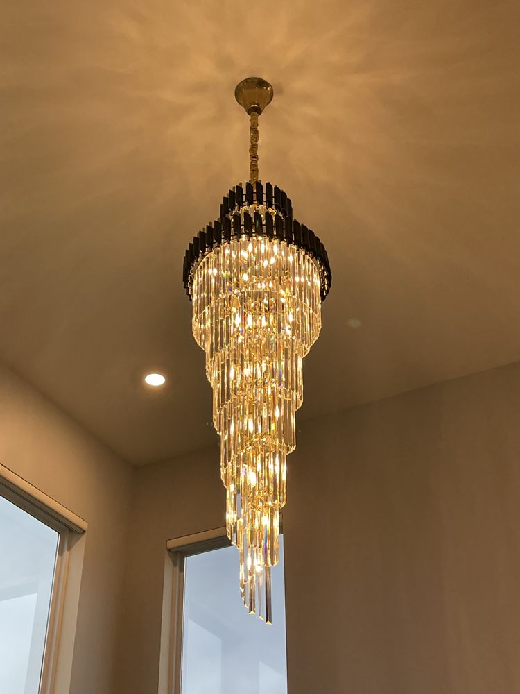 Spiral Crystal Chandelier For Foyer/ Staircase-Chandeliers-Manorlights