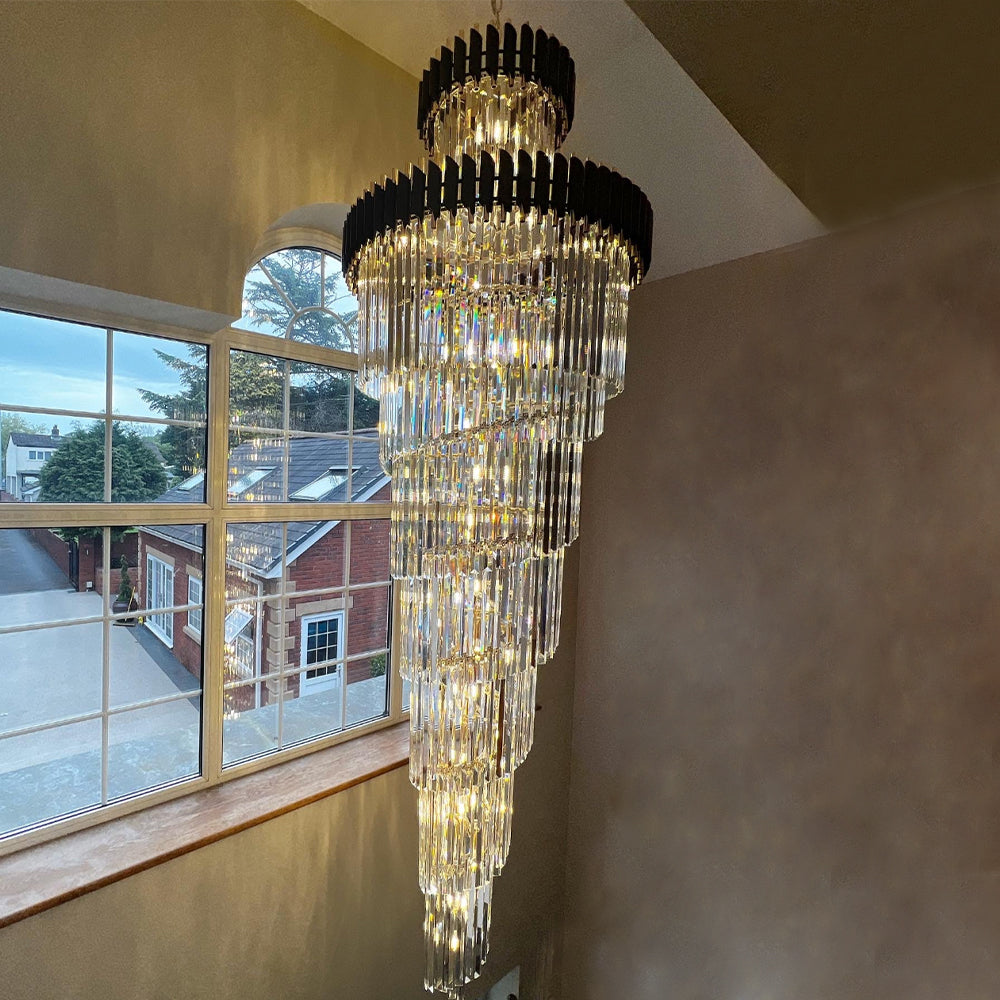 Spiral Crystal Chandelier For Foyer/ Staircase-Chandeliers-Manorlights