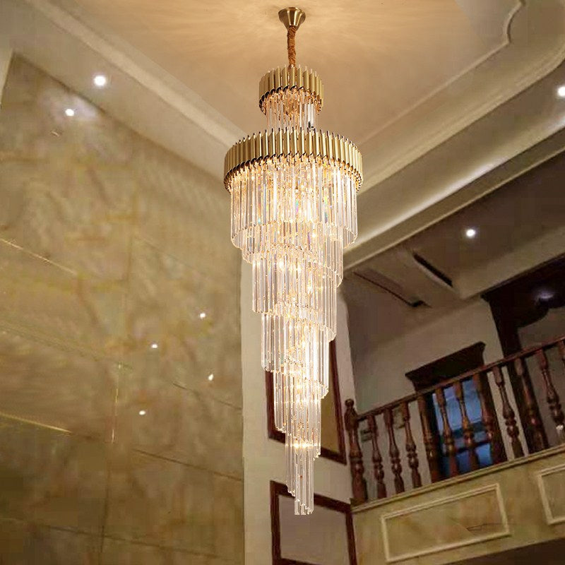 Spiral Crystal Chandelier For Foyer/ Staircase-Chandeliers-Manorlights