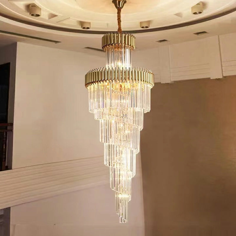 Spiral Crystal Chandelier For Foyer/ Staircase-Chandeliers-Manorlights