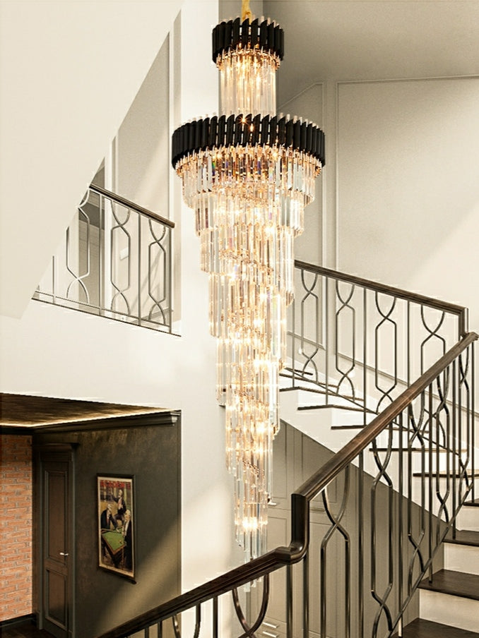 Spiral Crystal Chandelier For Foyer/ Staircase-Chandeliers-Manorlights