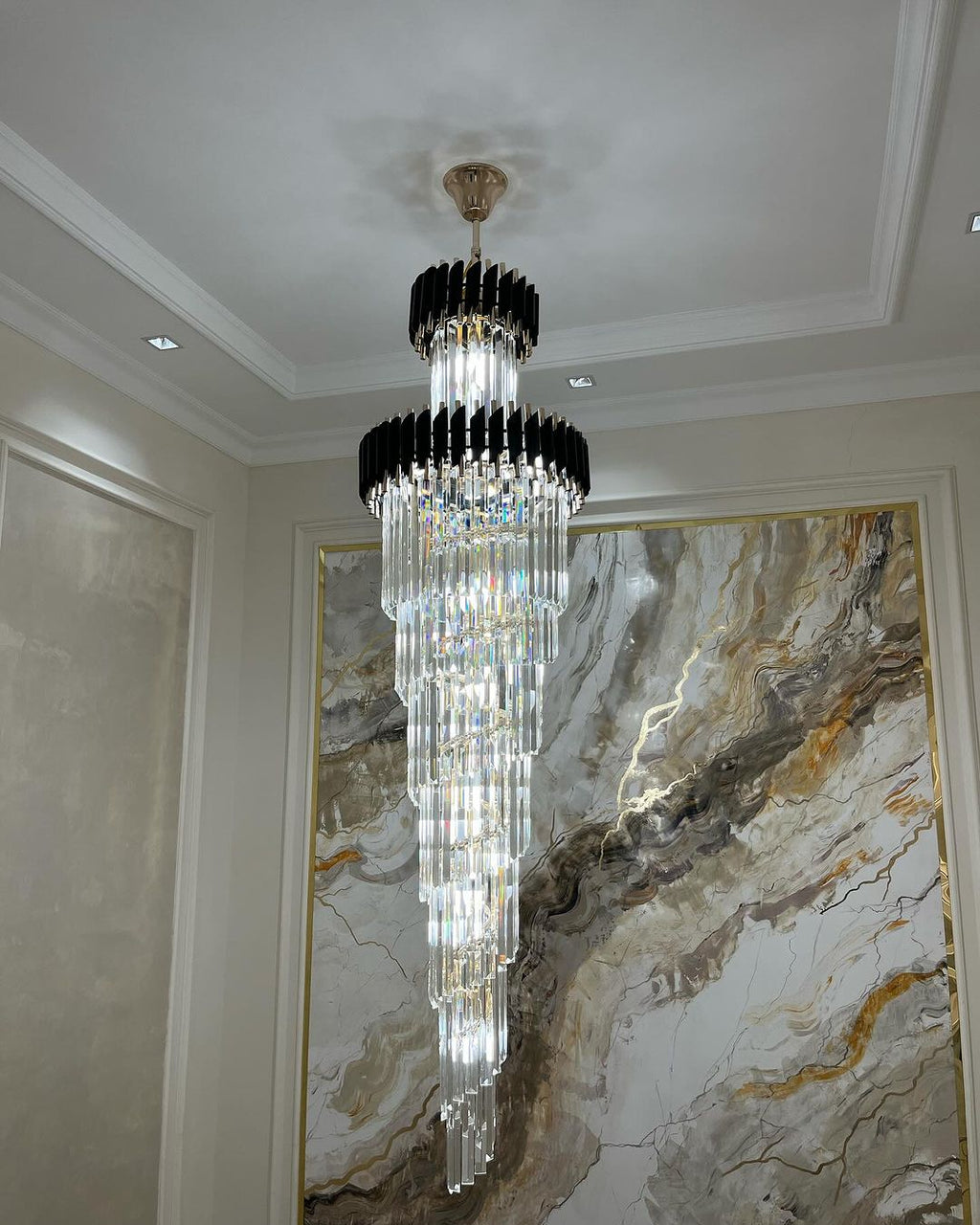 Spiral Crystal Chandelier For Foyer/ Staircase-Chandeliers-Manorlights