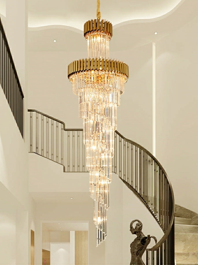 Spiral Crystal Chandelier For Foyer/ Staircase-Chandeliers-Manorlights