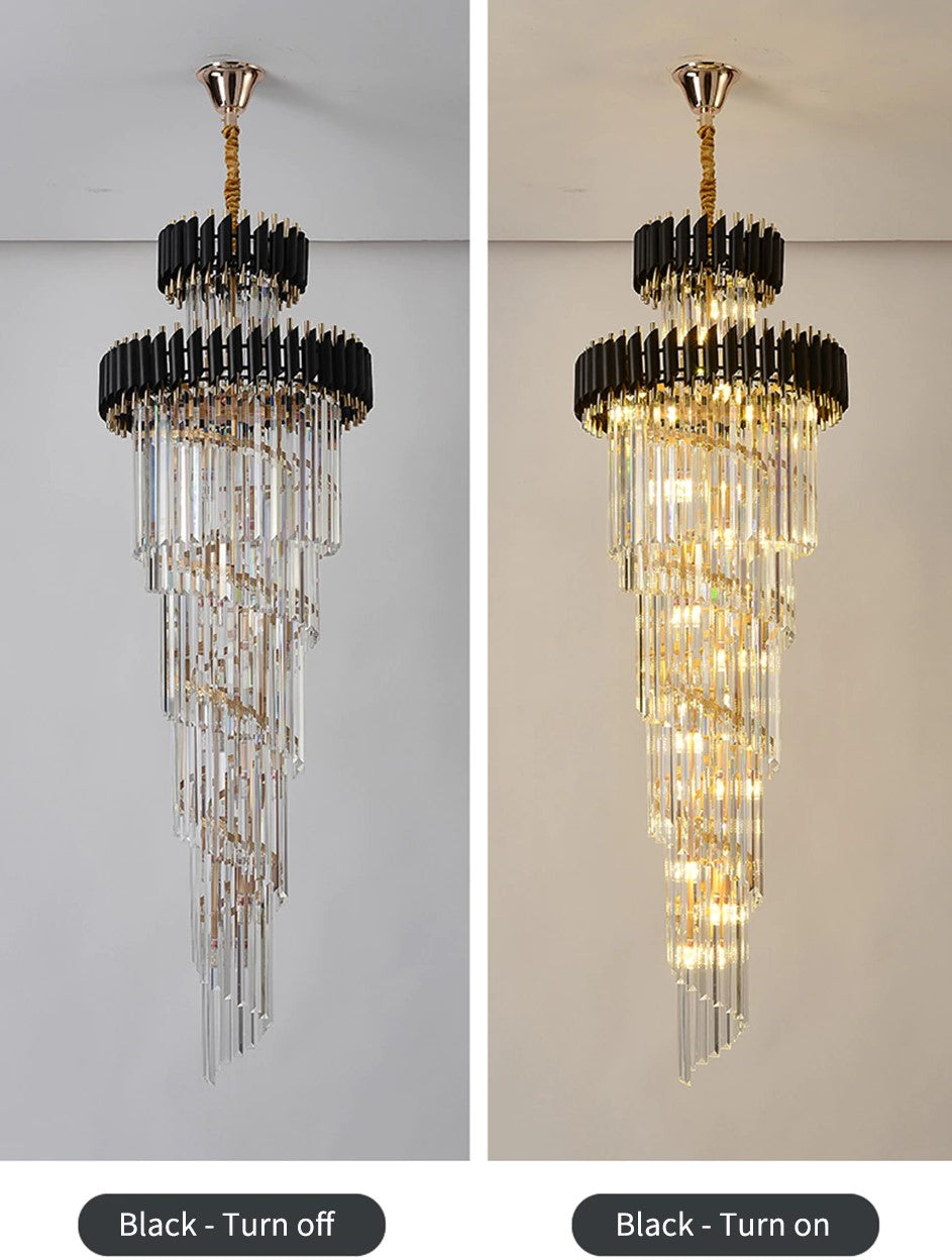 Spiral Crystal Chandelier For Foyer/ Staircase-Chandeliers-Manorlights