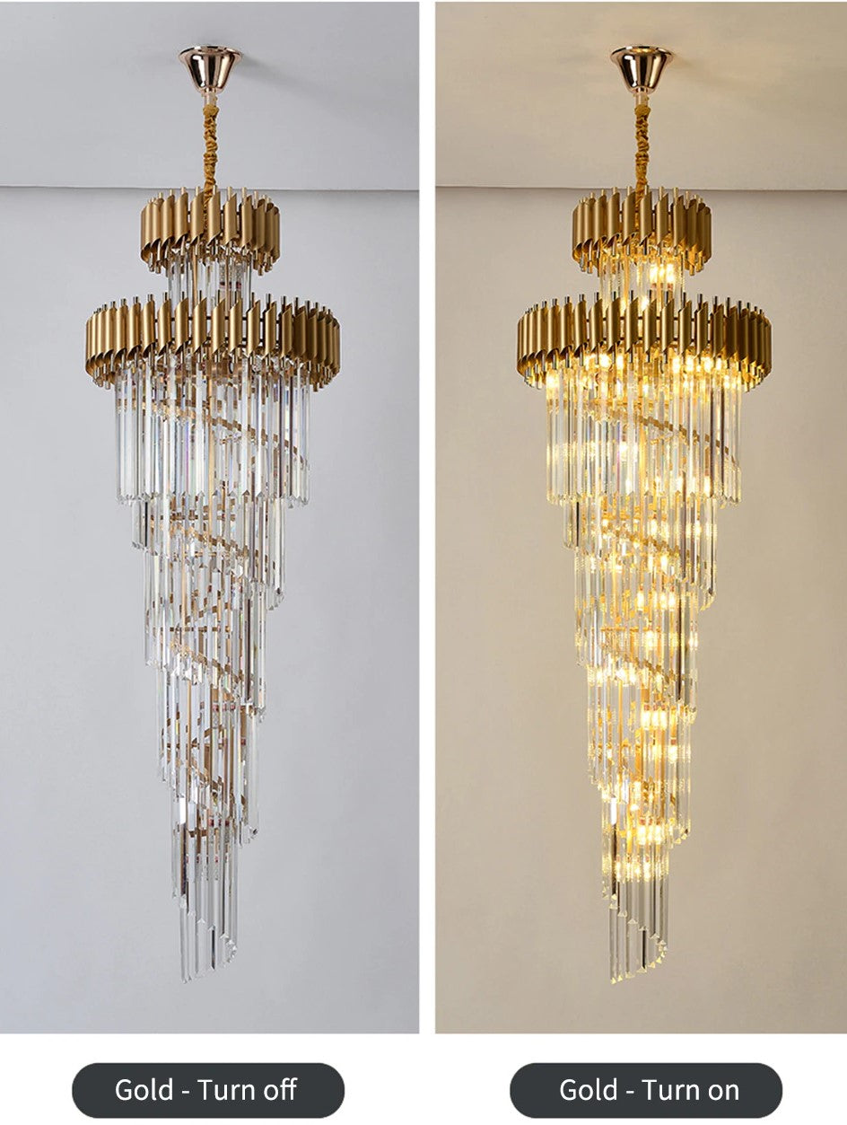 Spiral Crystal Chandelier For Foyer/ Staircase-Chandeliers-Manorlights