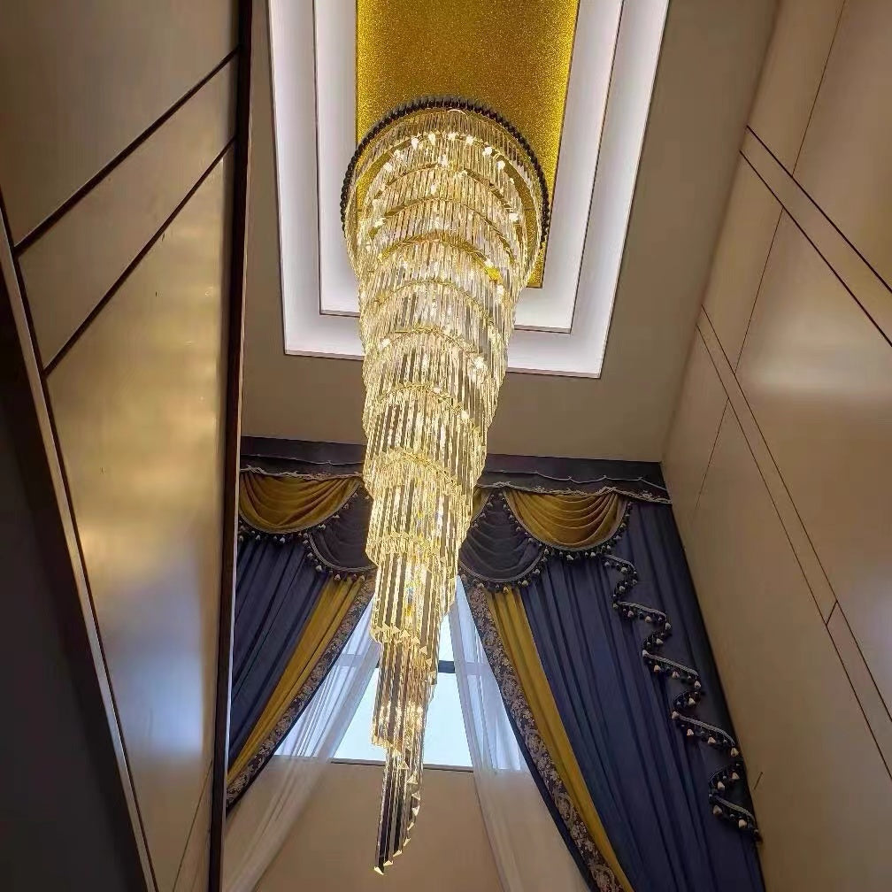 Spiral Crystal Chandelier For Foyer/ Staircase-Chandeliers-Manorlights