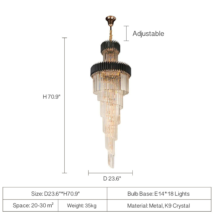 Spiral Crystal Chandelier For Foyer/ Staircase-Chandeliers-Manorlights