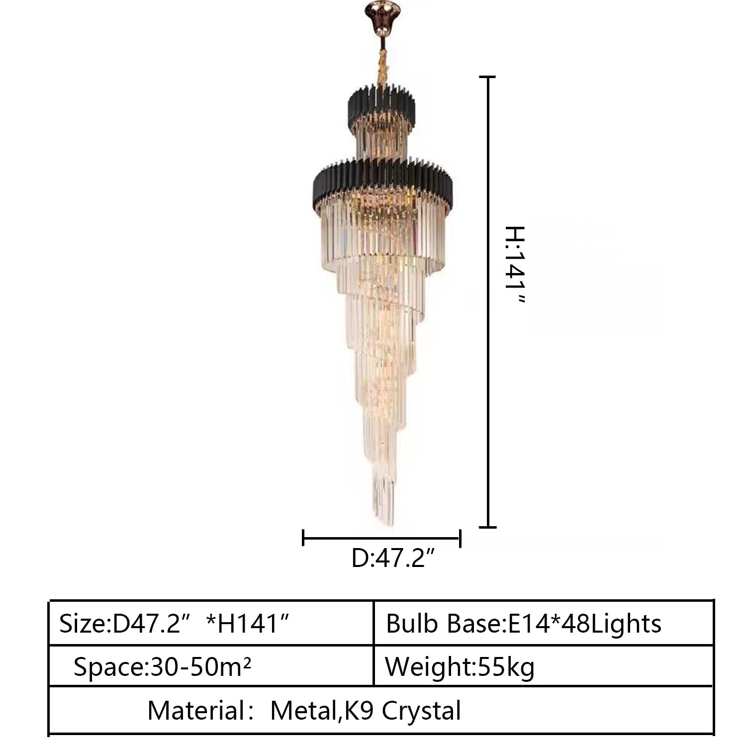 Spiral Crystal Chandelier For Foyer/ Staircase-Chandeliers-Manorlights