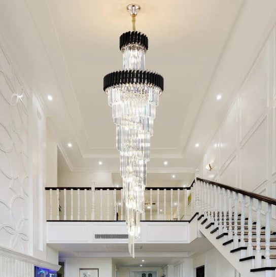 Spiral Crystal Chandelier For Foyer/ Staircase-Chandeliers-Manorlights