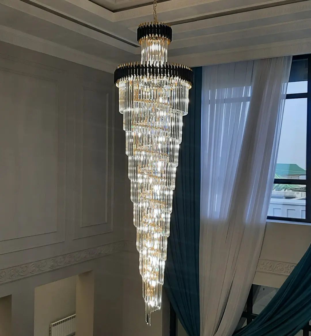 Spiral Crystal Chandelier For Foyer/ Staircase-Chandeliers-Manorlights