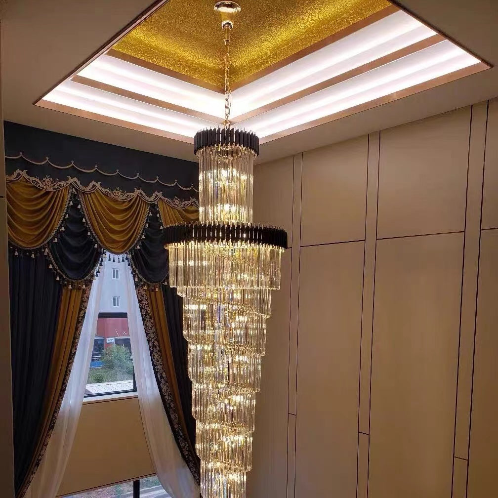 Spiral Crystal Chandelier For Foyer/ Staircase-Chandeliers-Manorlights