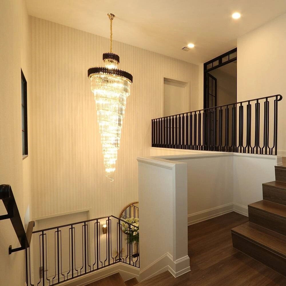Spiral Crystal Chandelier For Foyer/ Staircase-Chandeliers-Manorlights