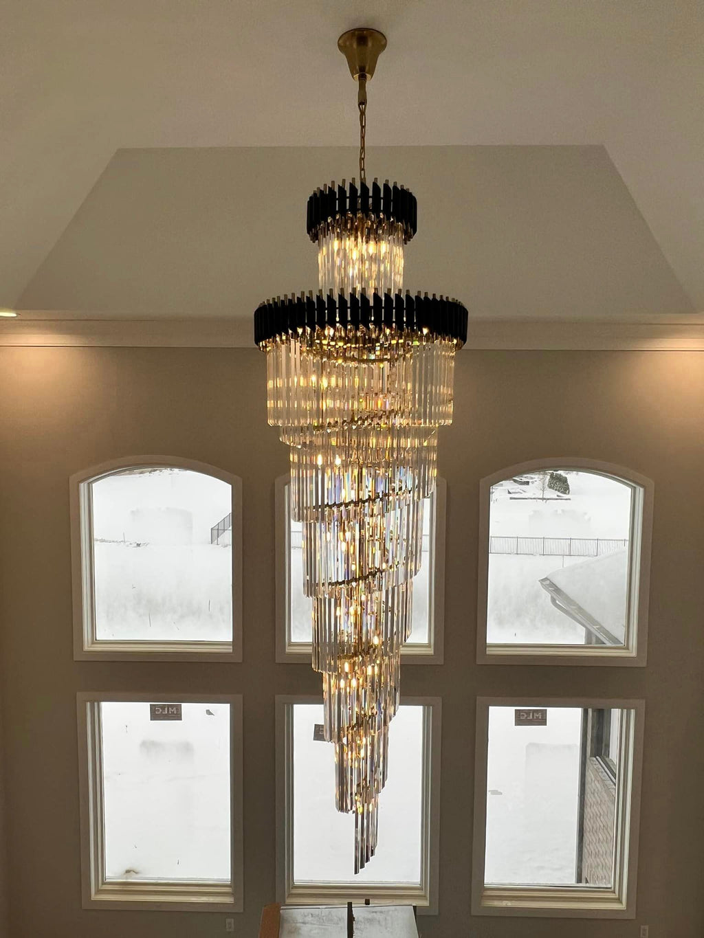 Spiral Crystal Chandelier For Foyer/ Staircase-Chandeliers-Manorlights