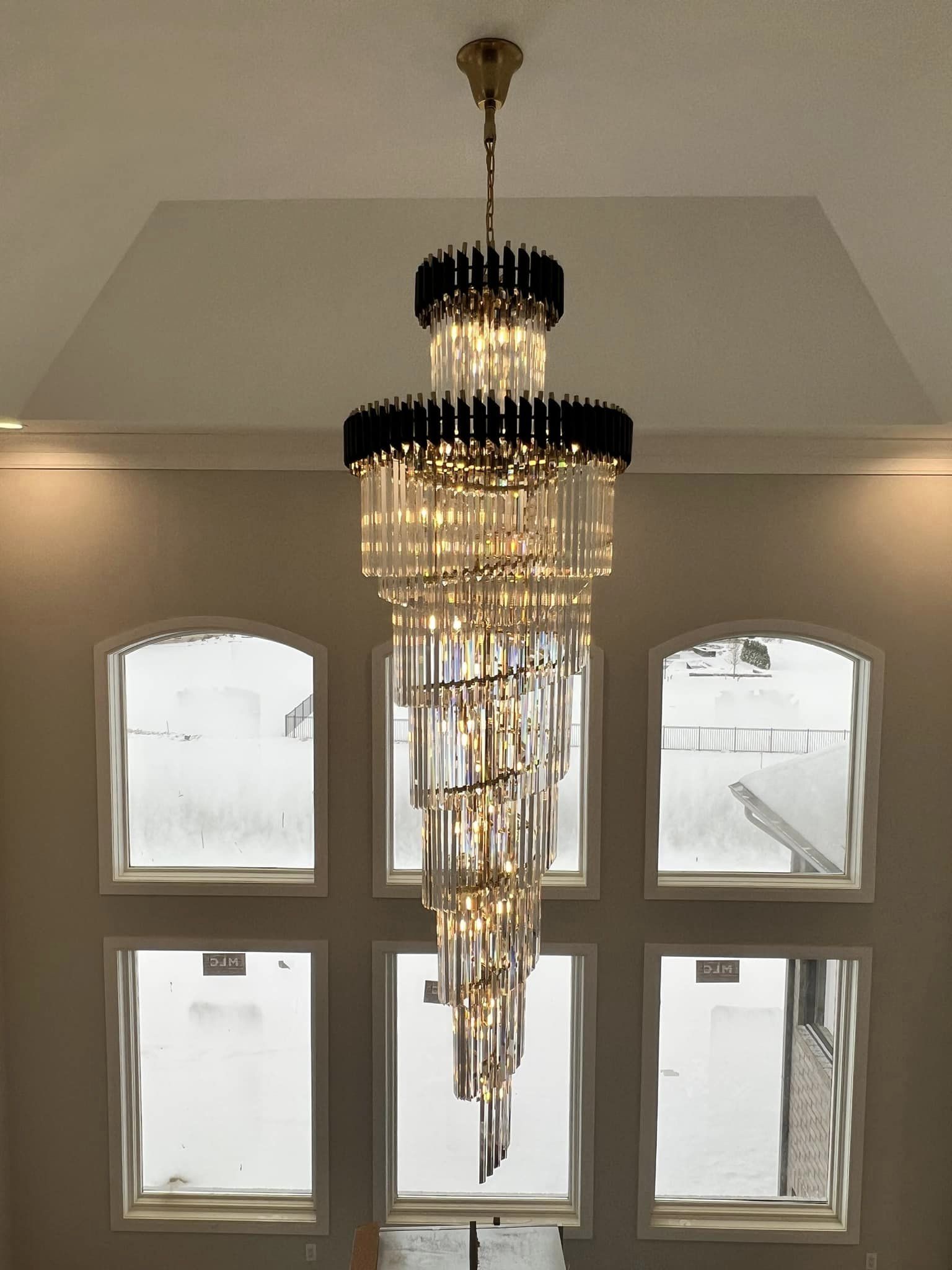 Spiral Crystal Chandelier For Foyer/ Staircase-Chandeliers-Manorlights