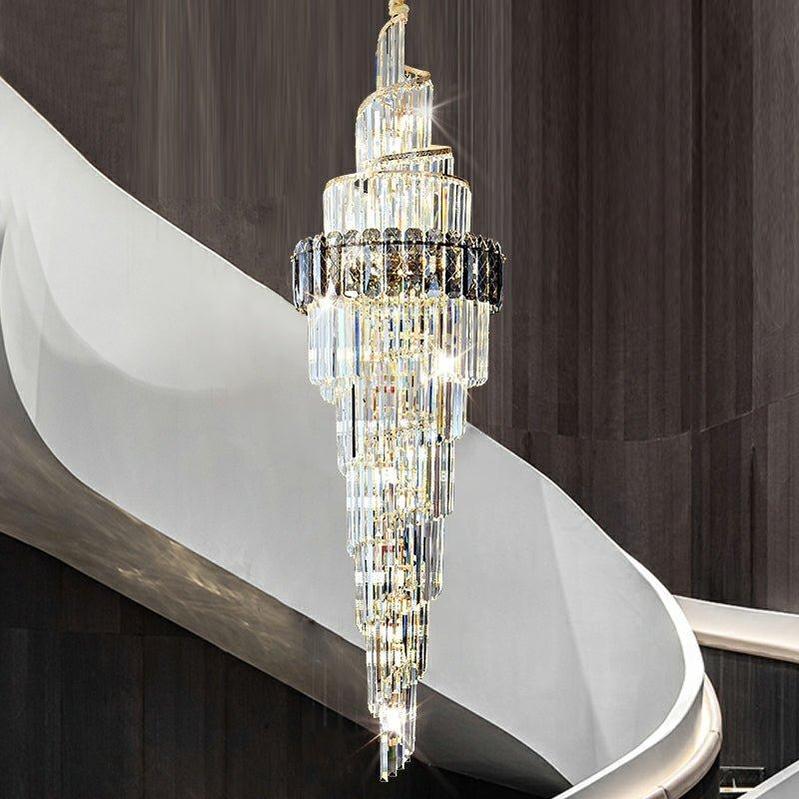 Spiral High Ceiling Light Fixture Long Crystal Chandelier For Foyer Staircase/ Living Room-Chandeliers- -  Manorlights- -  Manorlights