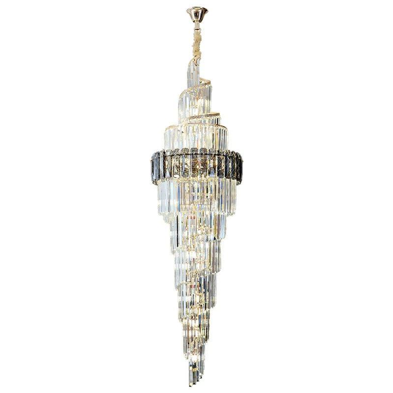 Spiral High Ceiling Light Fixture Long Crystal Chandelier For Foyer Staircase/ Living Room-Chandeliers- -  Manorlights- -  Manorlights