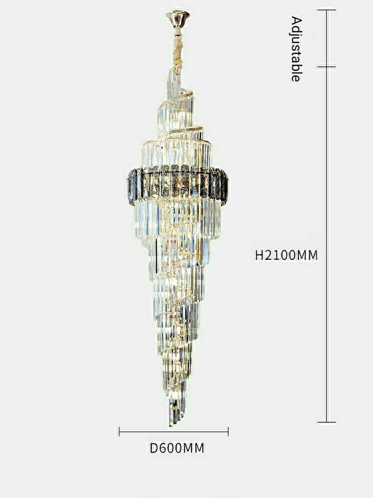 Spiral High Ceiling Light Fixture Long Crystal Chandelier For Foyer Staircase/ Living Room-Chandeliers- -  Manorlights- -  Manorlights