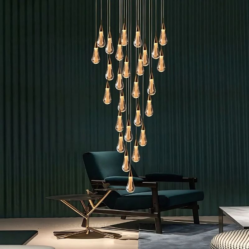 Spiral Raindrop Staircase Ceiling Lighting - 1 LightsWarm White 3000kManorlights