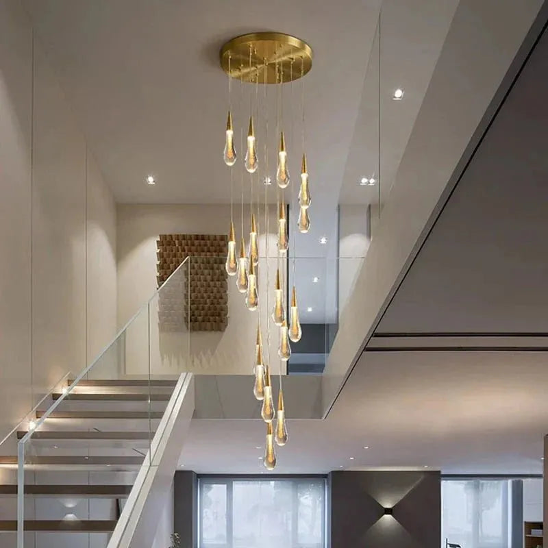 Spiral Raindrop Staircase Ceiling Lighting - 1 LightsWarm White 3000kManorlights