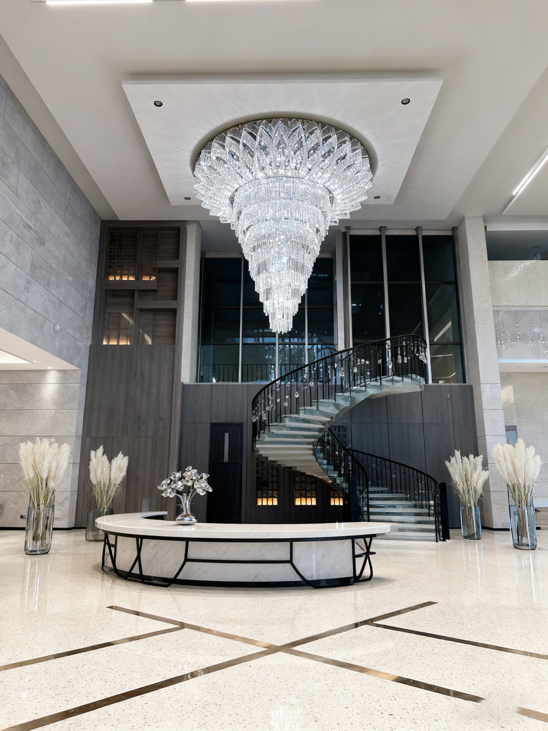 72'' Modern Foyer Crystal Chandelier Large Chandeliers for Banquet Hall-大吊灯-Manorlights