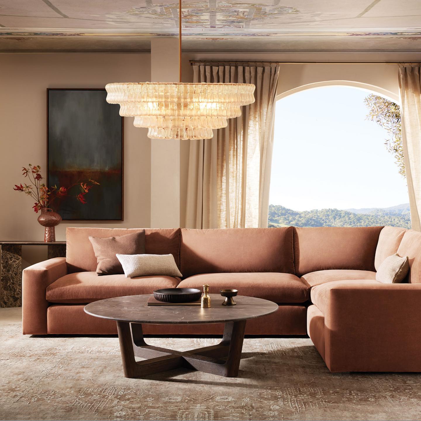 Art Glass Ghiaccio Round Chandelier 36" 48" 60"-MEET LIGHTING