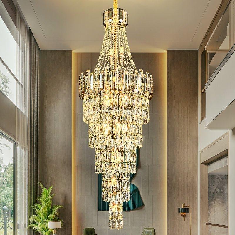 Stylish Foyer Long Staircase Chandelier Large Crystal Ceiling Lighting Fixture For Living Room Decoration-Chandeliers- -  Manorlights- -  Manorlights