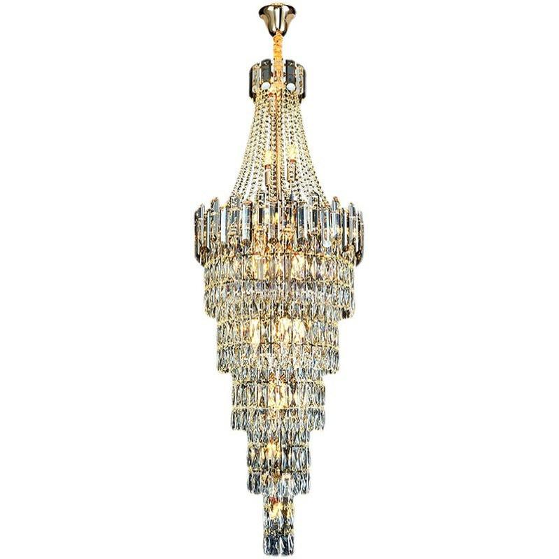 Stylish Foyer Long Staircase Chandelier Large Crystal Ceiling Lighting Fixture For Living Room Decoration-Chandeliers- -  Manorlights- -  Manorlights
