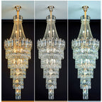 Stylish Foyer Long Staircase Chandelier Large Crystal Ceiling Lighting Fixture For Living Room Decoration-Chandeliers- -  Manorlights- -  Manorlights