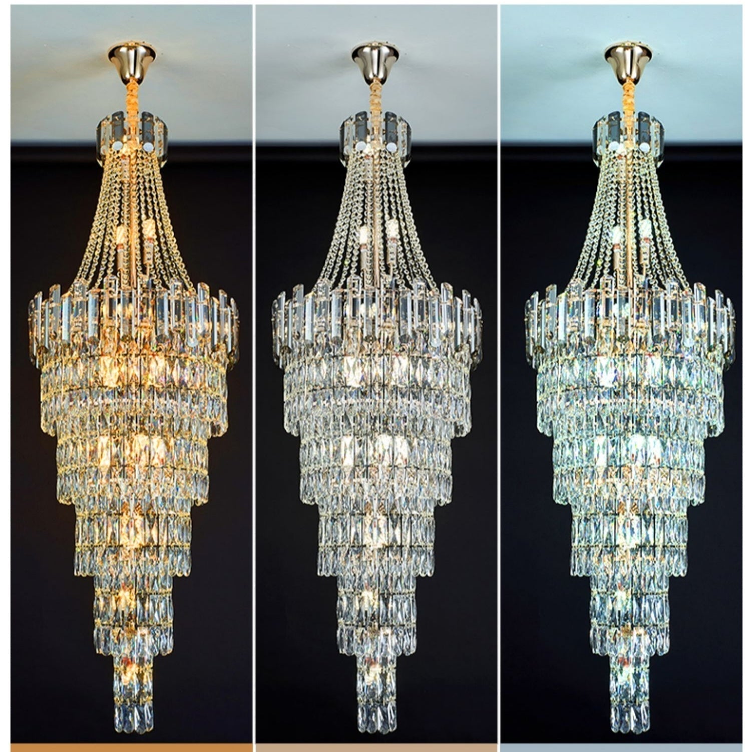 Stylish Foyer Long Staircase Chandelier Large Crystal Ceiling Lighting Fixture For Living Room Decoration-Chandeliers- -  Manorlights- -  Manorlights