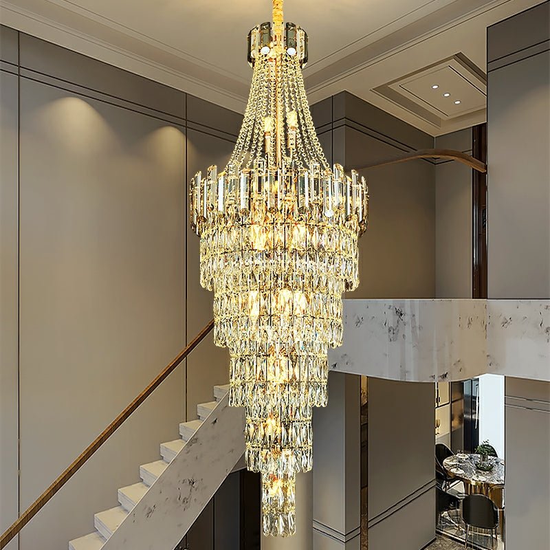 Stylish Foyer Long Staircase Chandelier Large Crystal Ceiling Lighting Fixture For Living Room Decoration-Chandeliers- -  Manorlights- -  Manorlights