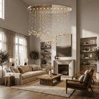 Sylvane LED K9 Crystal Branch Chandelier - L 59.1″ × W 11.8″ × H 59.1″Amber & ClearWarm LightBlushlighting
