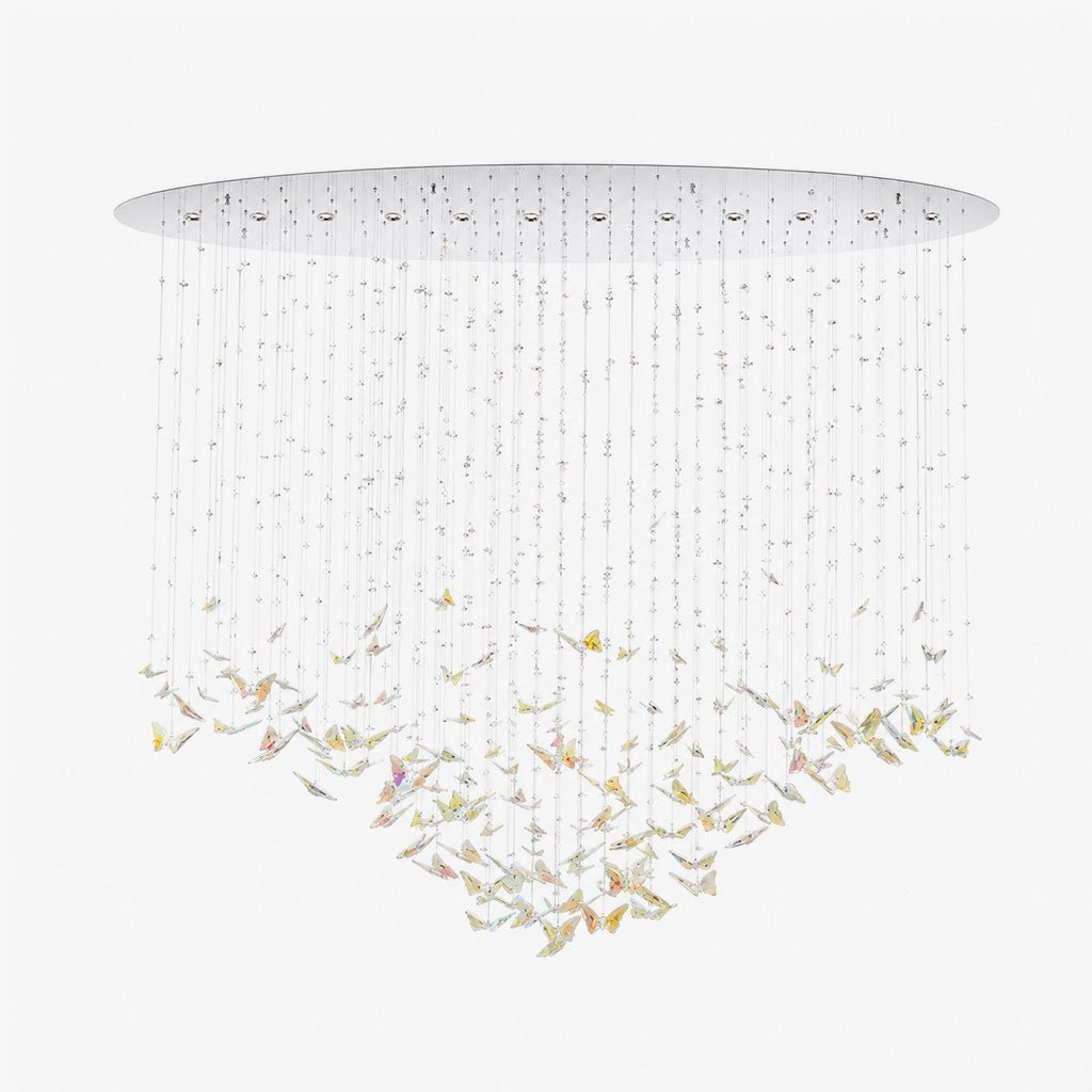 Sylvane LED K9 Crystal Branch Chandelier - L 59.1″ × W 11.8″ × H 59.1″Amber & ClearWarm LightBlushlighting