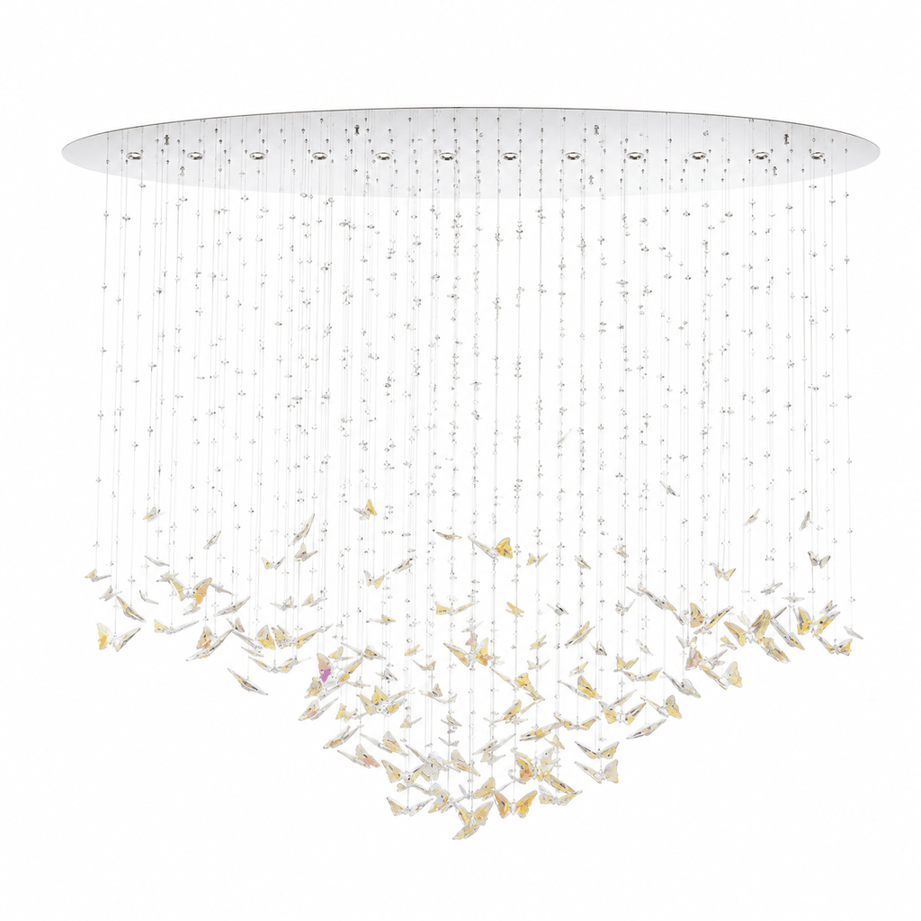 Sylvane LED K9 Crystal Branch Chandelier - L 59.1″ × W 11.8″ × H 59.1″Amber & ClearWarm LightBlushlighting