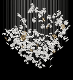 Sylvara Ceramic Blossom Chandelier - Dia 23.6″ × H 39.4″Gold & WhiteWarm LightBlushlighting