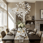 Sylvara Ceramic Blossom Chandelier - Dia 23.6″ × H 39.4″Gold & WhiteWarm LightBlushlighting