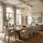 Sylvara Ceramic Blossom Chandelier - Dia 23.6″ × H 39.4″Gold & WhiteWarm LightBlushlighting