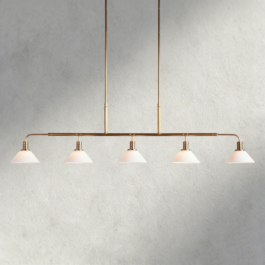 Brass / 60" / Milk Theron Linear Chandelier 50", 60"