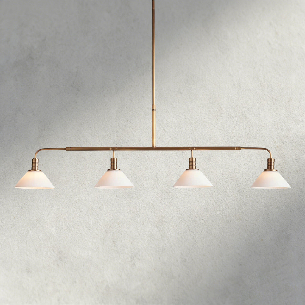 Brass / 50" / Milk Theron Linear Chandelier 50", 60"