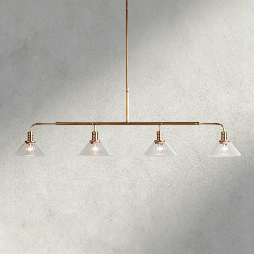 Brass / 50" / Clear Theron Linear Chandelier 50", 60"