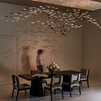 Tidal Art Glass Chandelier (With Canopy) - ∅ 58.3″ x H 118.1″Clear & GoldWarm Light -  Manorlights